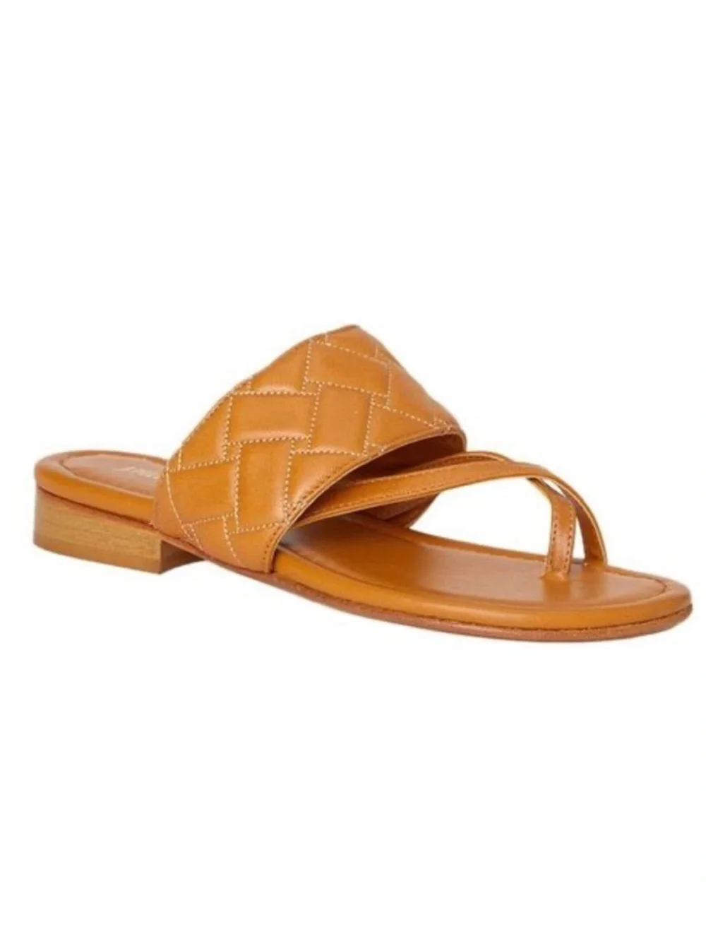 J. McLaughlin Ondra Woven quilted Leather Thong Sandal - Tan 7.5